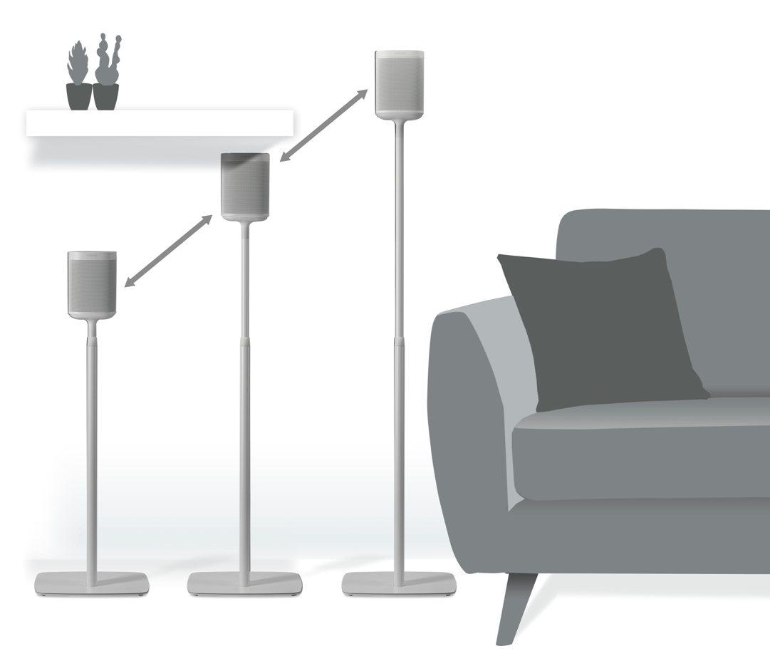 Flexson Standfuß 2 x für Sonos One oder Play:1 höhenverstellbar
