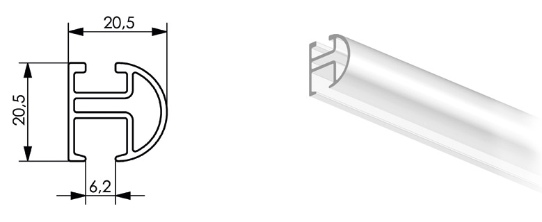 Mio Decor Simple 480 Aluminium Vorhangschiene doppelt